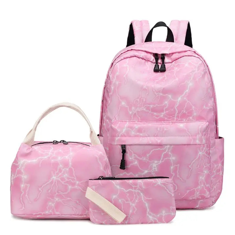 3pcs Nylon Backpack School Laptop Daypack Teenage Schoolbag Bookbag Set