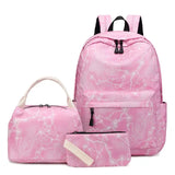3pcs Nylon Backpack School Laptop Daypack Teenage Schoolbag Bookbag Set