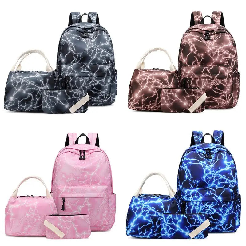 3pcs Nylon Backpack School Laptop Daypack Teenage Schoolbag Bookbag Set