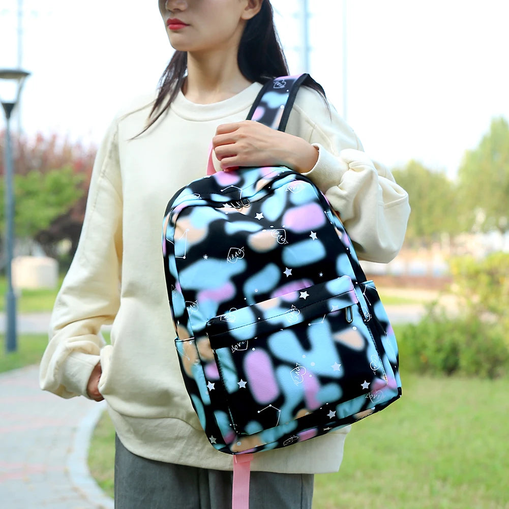 Casual Nylon Large Capacity Women Backpack Set