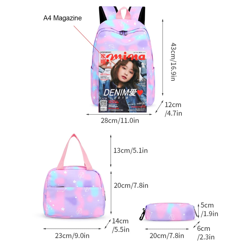 Casual Nylon Large Capacity Women Backpack Set