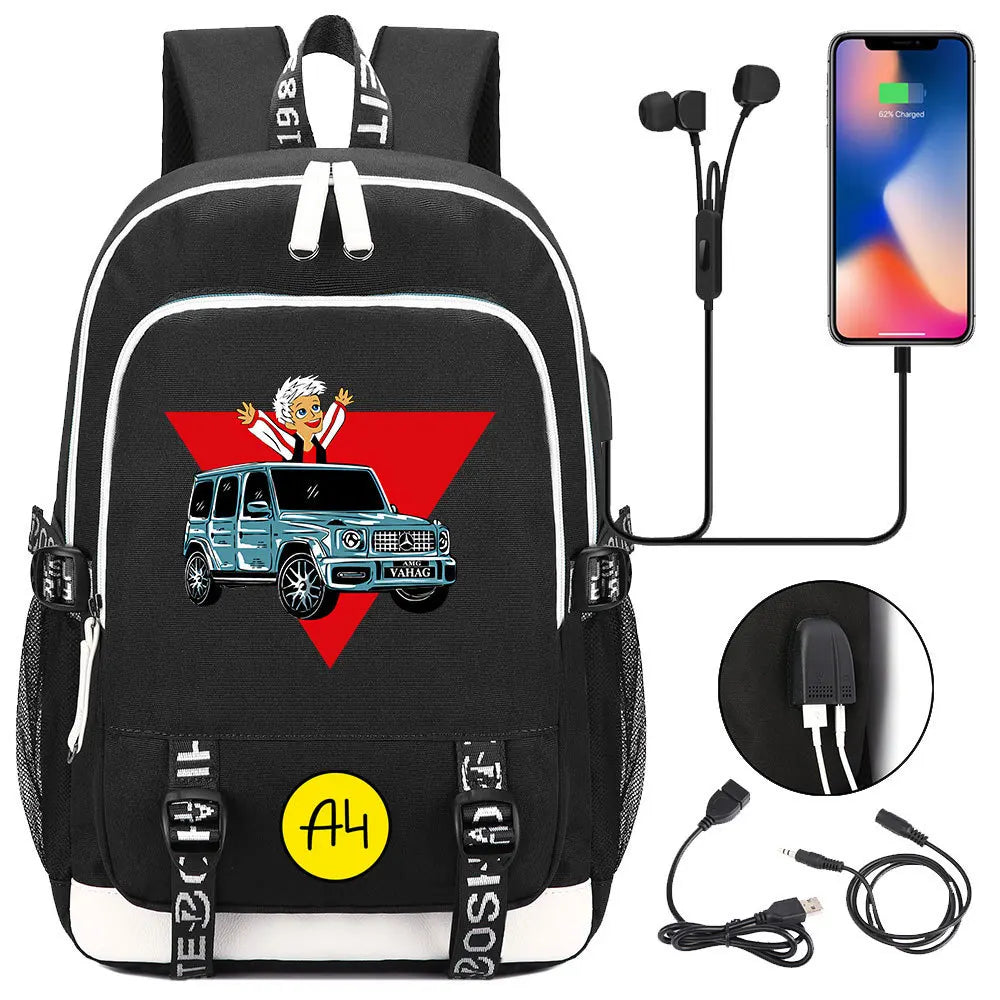 Boys and Girls Backpack USB Charging School Bags Anime Unisex Backpack