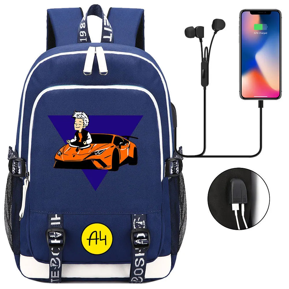 Boys and Girls Backpack USB Charging School Bags Anime Unisex Backpack