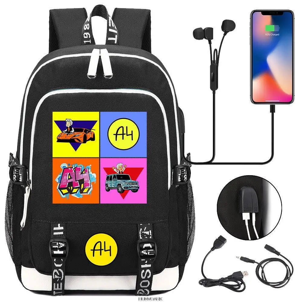 Boys and Girls Backpack USB Charging School Bags Anime Unisex Backpack