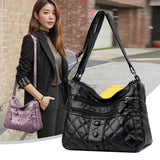 Winter Soft Leather Shoulder Bag with Many Pockets for Women