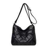 Winter Soft Leather Shoulder Bag with Many Pockets for Women