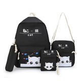 4PCS Japan Cat Backpack Set Small Print for Teenage Girl