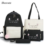 4pcs Cartoon Cat Print Children School Bags for Girls Backpacks