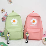 4pcs Daisy Printing Backpacks Girl Preppy Rucksacks Pencil Bag