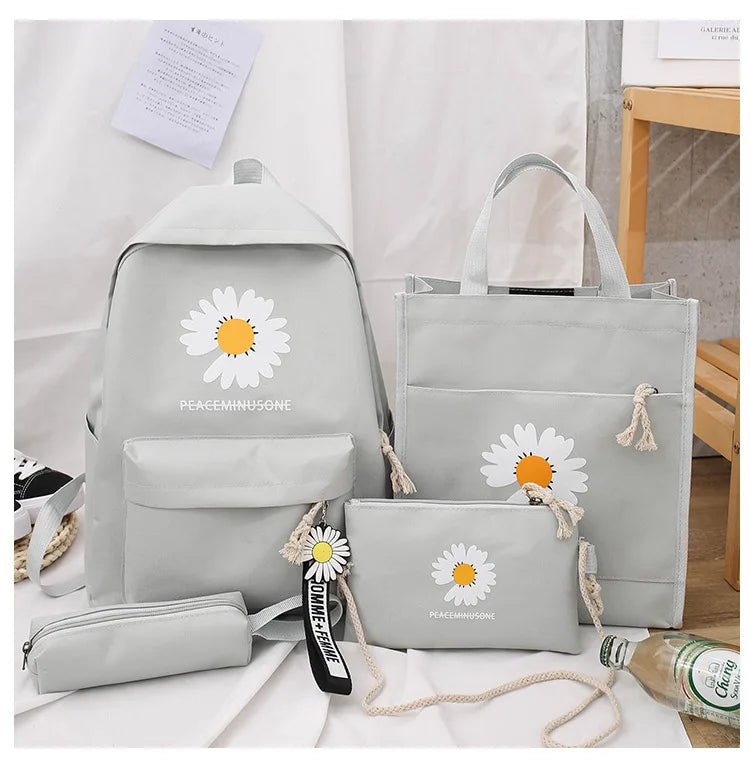 Daisy Backpack Canvas School Student Rucksack Teenage Girl's Shoulder Bag