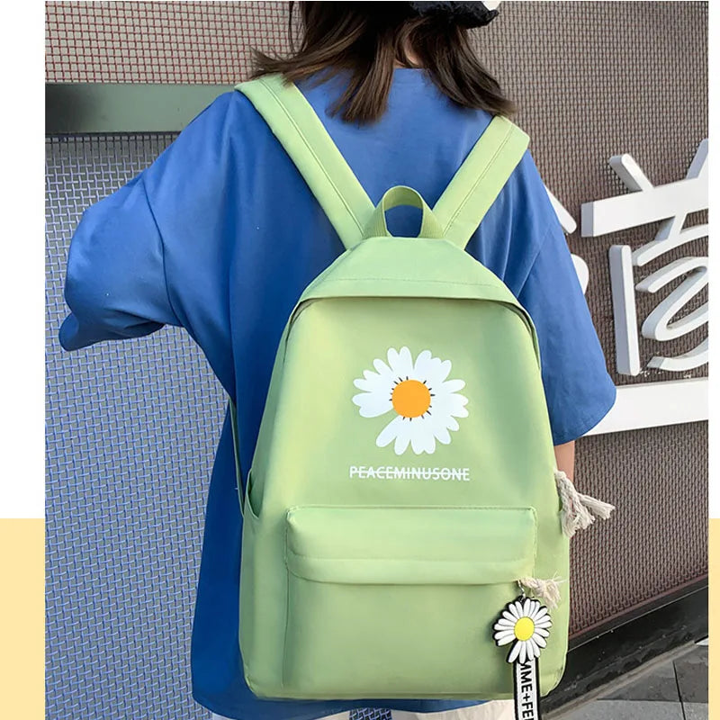 Daisy Backpack Canvas School Student Rucksack Teenage Girl's Shoulder Bag