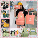Preppy Daisy Print Canvas Backpacks Set - School Shoulder Bag