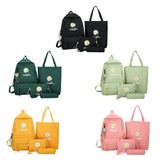 Preppy Daisy Print Canvas Backpacks Set - School Shoulder Bag