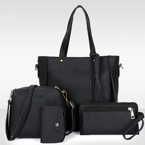 4pcs Women Handbags Solid Retro Hand Bag Four-piece Shoulder Bag
