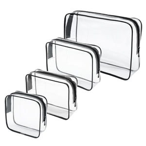 4pcs/set Travel Toiletry Bag Waterproof PVC Cosmetic Case Zipper Closure