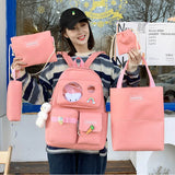5 PCS Female High School Backpack High-capacity Junior High School Pupil Bag