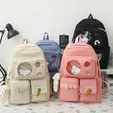 5 PCS Female High School Backpack High-capacity Junior High School Pupil Bag