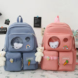 5 PCS Female High School Backpack High-capacity Junior High School Pupil Bag