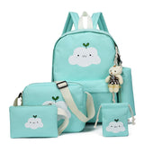 5 Pcs Set Girls Canvas Backpacks for Teenagers