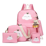 5 Pcs Set Girls Canvas Backpacks for Teenagers
