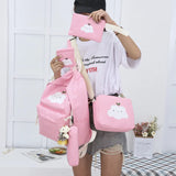5 Pcs Set Girls Canvas Backpacks for Teenage Girls School Bags