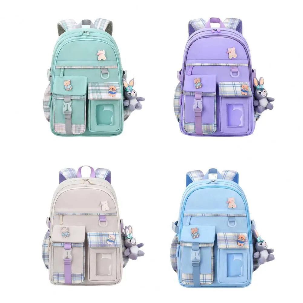 Girls Cartoon Animal Pattern Backpack Smooth Zipper School Bag
