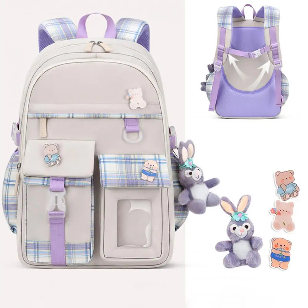 Girls Cartoon Animal Pattern Backpack Smooth Zipper School Bag
