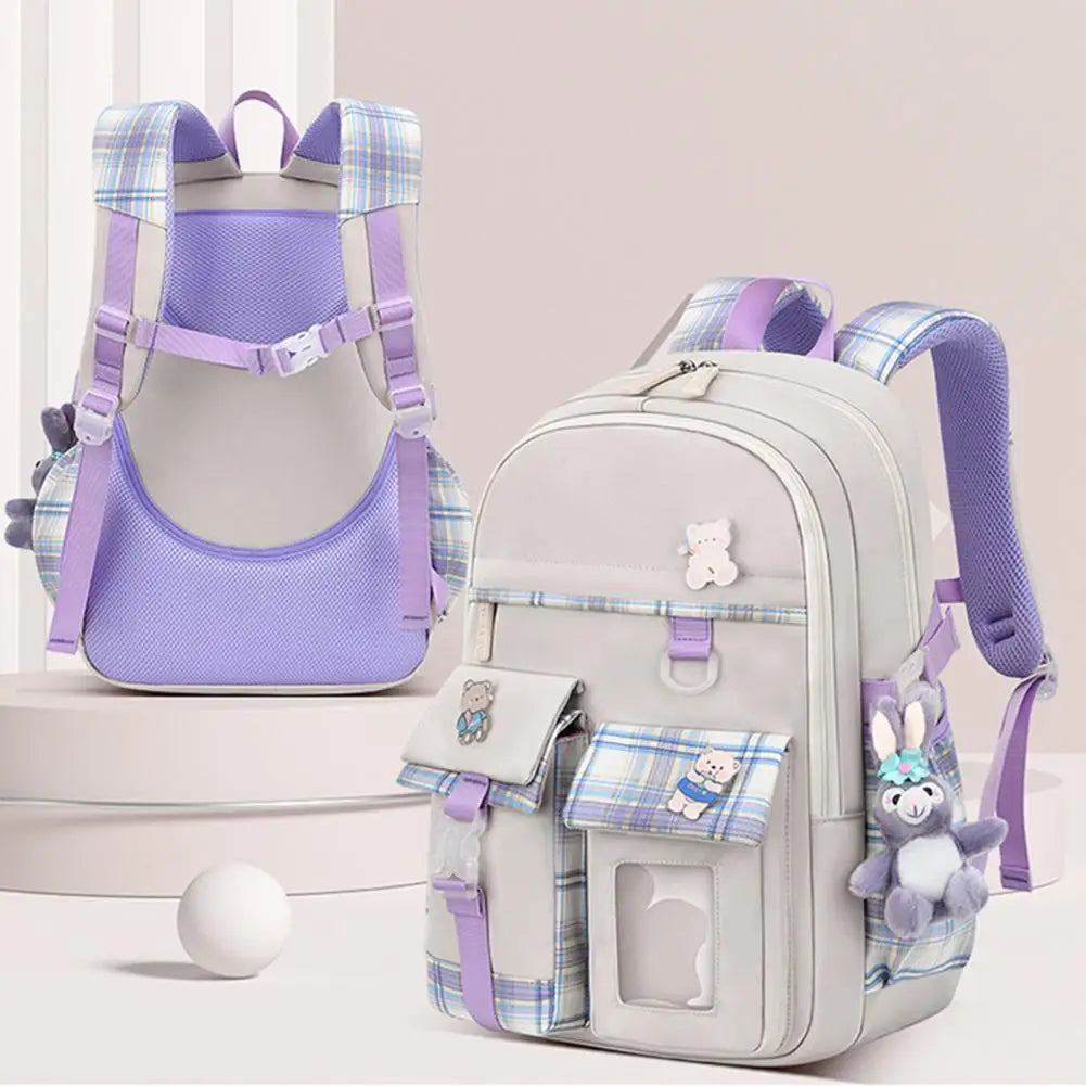 Girls Cartoon Animal Pattern Backpack Smooth Zipper School Bag