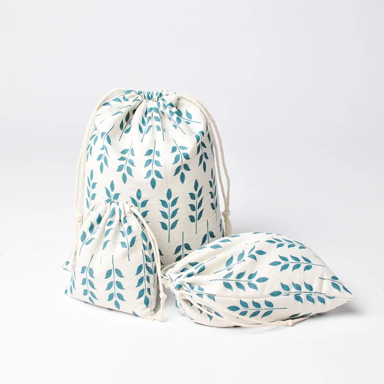 Casual Women Cotton Drawstring Shopping Bag Eco Reusable Grocery Storage