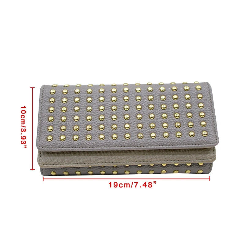 HC Female Wallet Rivets Teen Girl Women Wallets Phone Pocket Purse