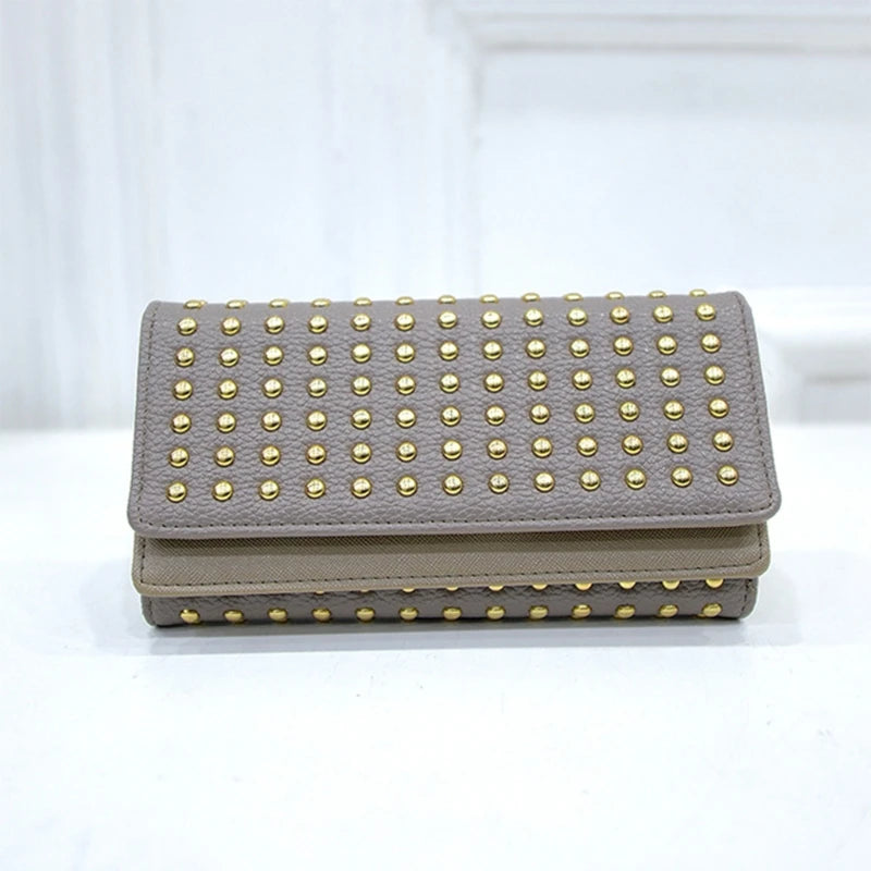 HC Female Wallet Rivets Teen Girl Women Wallets Phone Pocket Purse