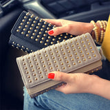 HC Female Wallet Rivets Teen Girl Women Wallets Phone Pocket Purse