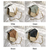 6PCS Straw+Leather Handbag Women Summer Rattan Woven Beach Bohemia Shoulder Bag