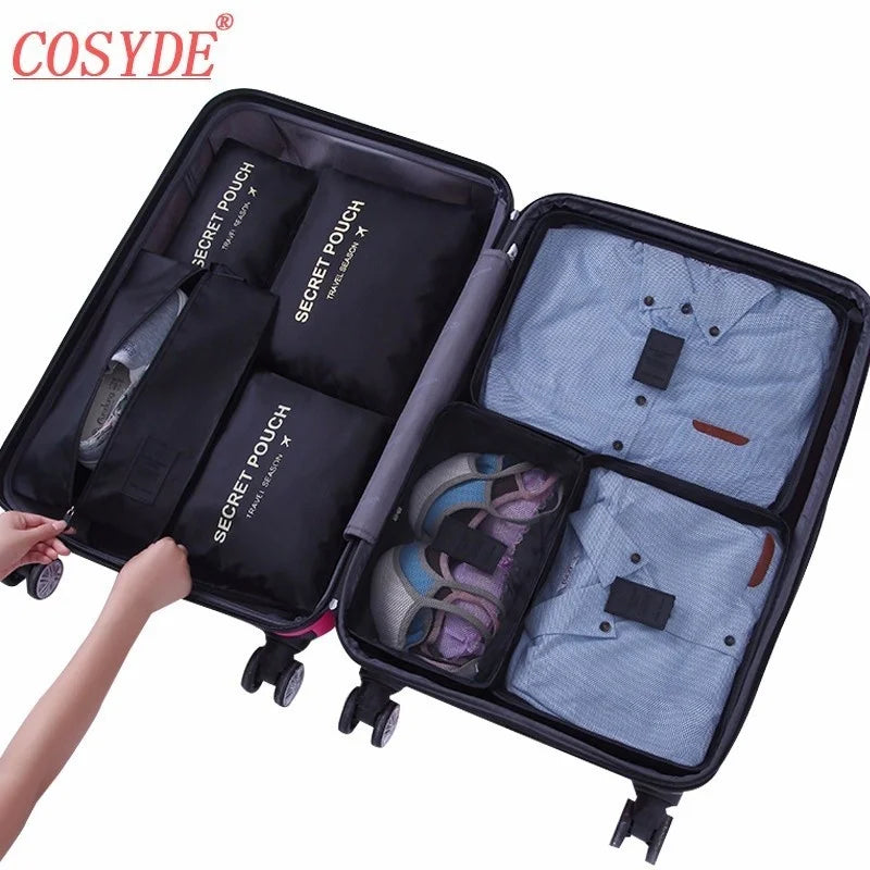 7PCs Travel Bag Packing Cubes Shoes Clothing Pouches Waterproof