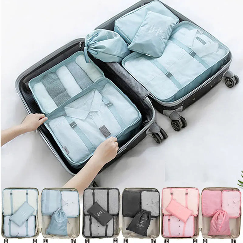 8/7Pcs/Set Baggage Packing Cube Travel Bags Waterproof Clothes