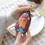 Cartoon Painted Leather Key Wallet For Women Girls