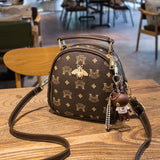 8 Inch PVC Backpack with Bee Decor, Teen School Bag