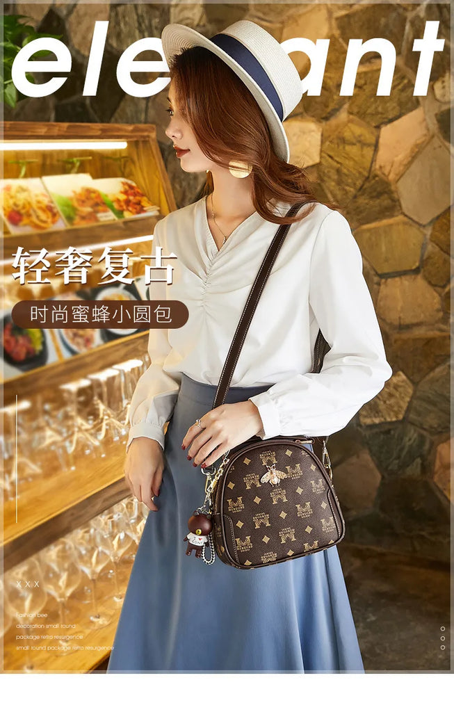 8 Inch PVC Backpack with Bee Decor, Teen School Bag