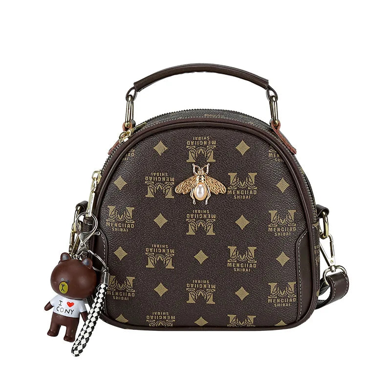 8 Inch PVC Backpack with Bee Decor, Teen School Bag