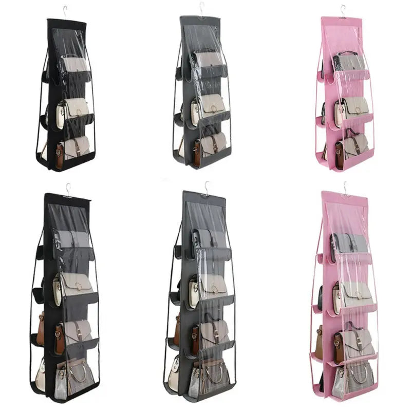 8 Pockets Hanging Handbag Organizer Storage Holder for Wardrobe Closets