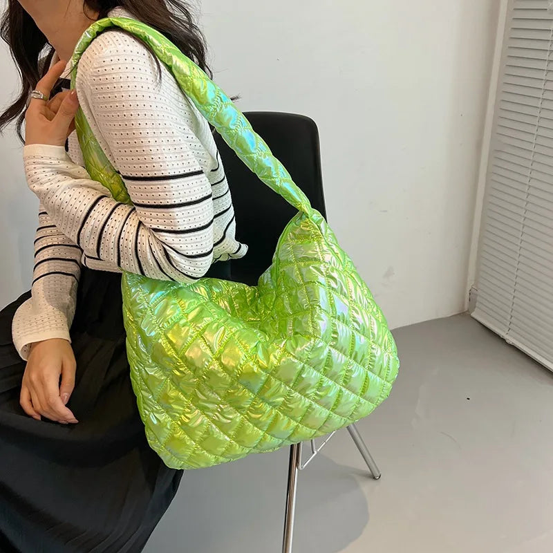 Women's Large Crossbody Bag Winter Handbag Purses Quilted Cotton Pad