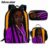 African Girl Print Schoolbag for Girls Kids Backpack Mochilas