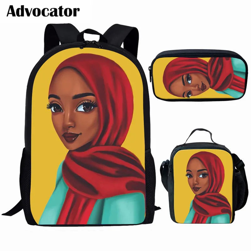 African Girl Print Schoolbag for Girls Kids Backpack Mochilas