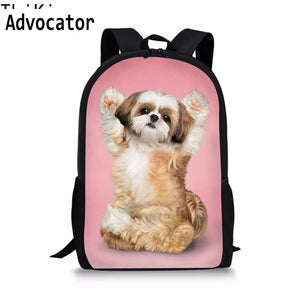 3D Animal Kids Backpack Cat Dog Print for Girls Boys Bagpack