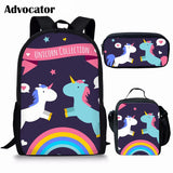 Cartoon Unicorn Pattern School Bags for Girls Kids Travel Backpack