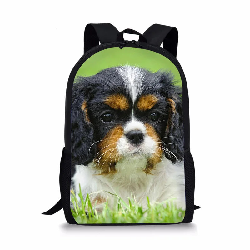 3D Pet Spaniel Dog Boys Backpacks School Bags Kids Kindergarten Schoolbag