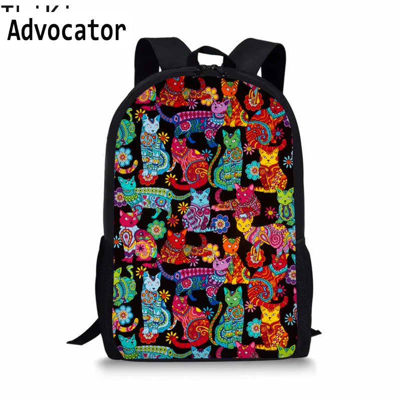 Library Book Cat Style Kids Backpack School Bags Satchel Girls Boys Bookbag