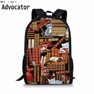Library Book Cat Style Kids Backpack School Bags Satchel Girls Boys Bookbag