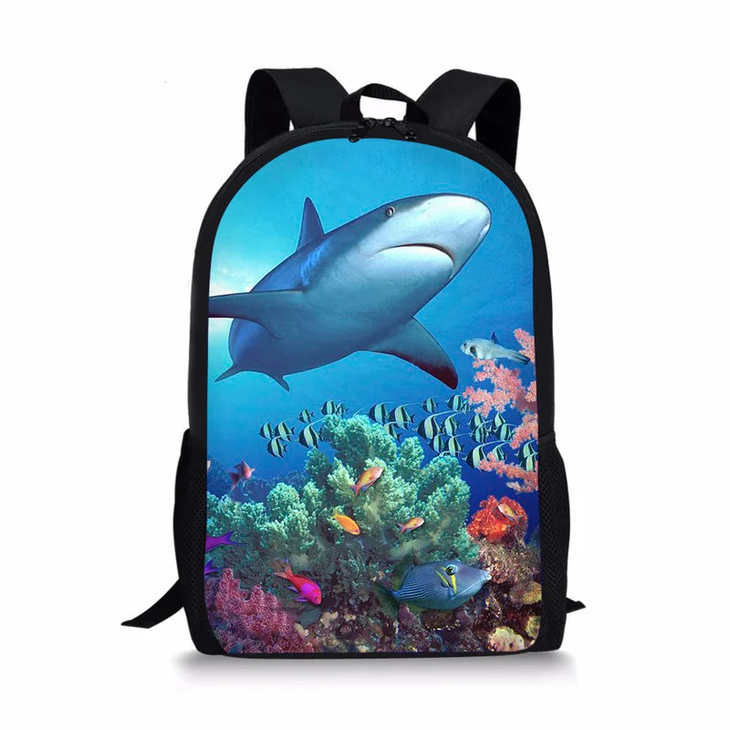 Shark Schoolbag for Boys Teenagers Animals School Bags Kids Backpack
