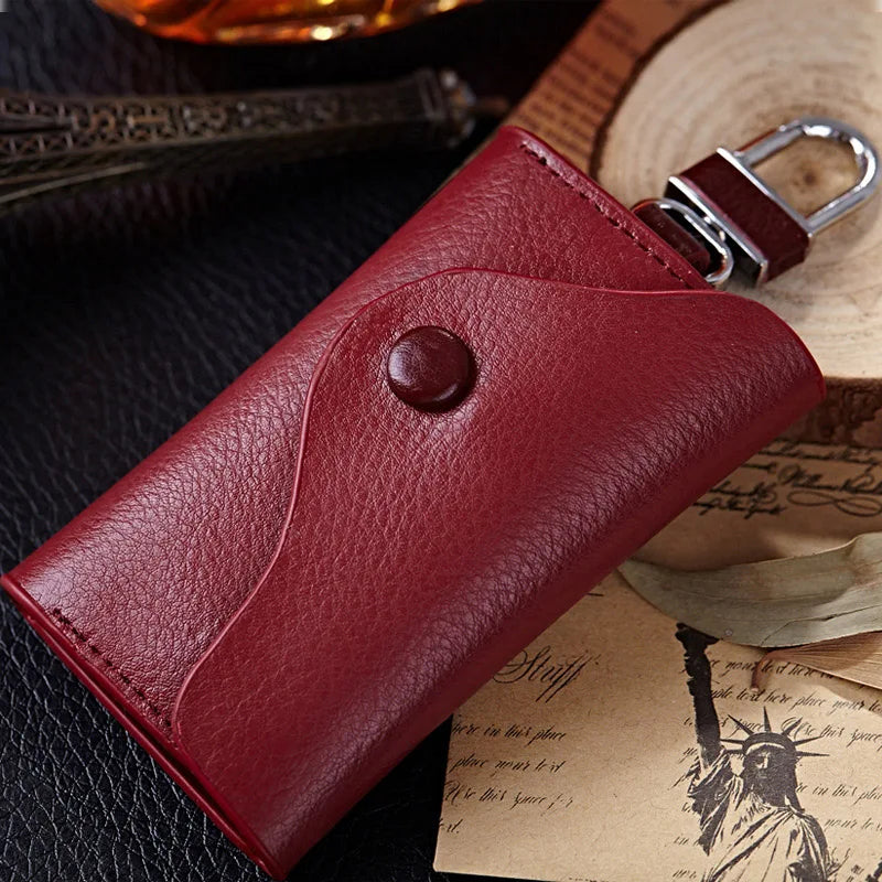 Men's Leather Home Key Case, Multi-function Compact Key Holder